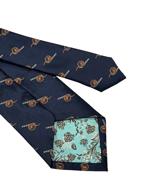 navy dark blue tie with cannon gunners artillery design